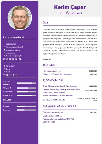 Tarih Öğretmeni Cv Örnekleri cv indir